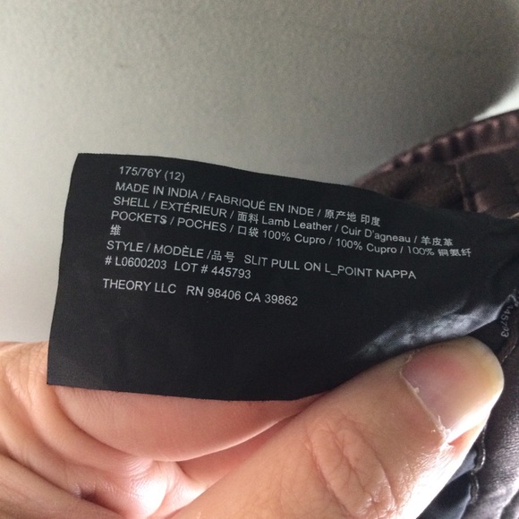 Theory 100% Leather Slit Leg Pull-On Taupe Pants Size 12 - Picture 13 of 14